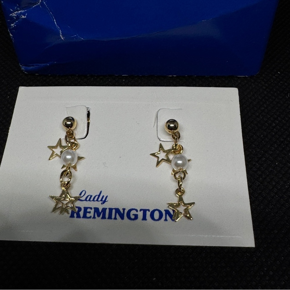 Lady Remington Gold and Pearl Star Earrings
